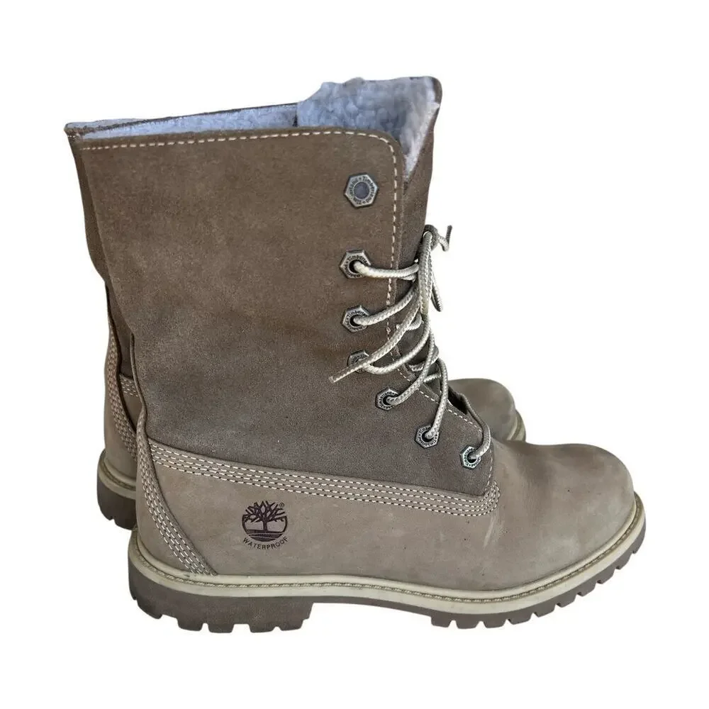 Timberland Boots, Brown/taupe waterproof lace-up, women's size 7